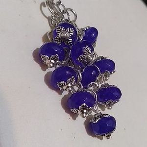 Real Sapphire beaded three strand charm necklace
